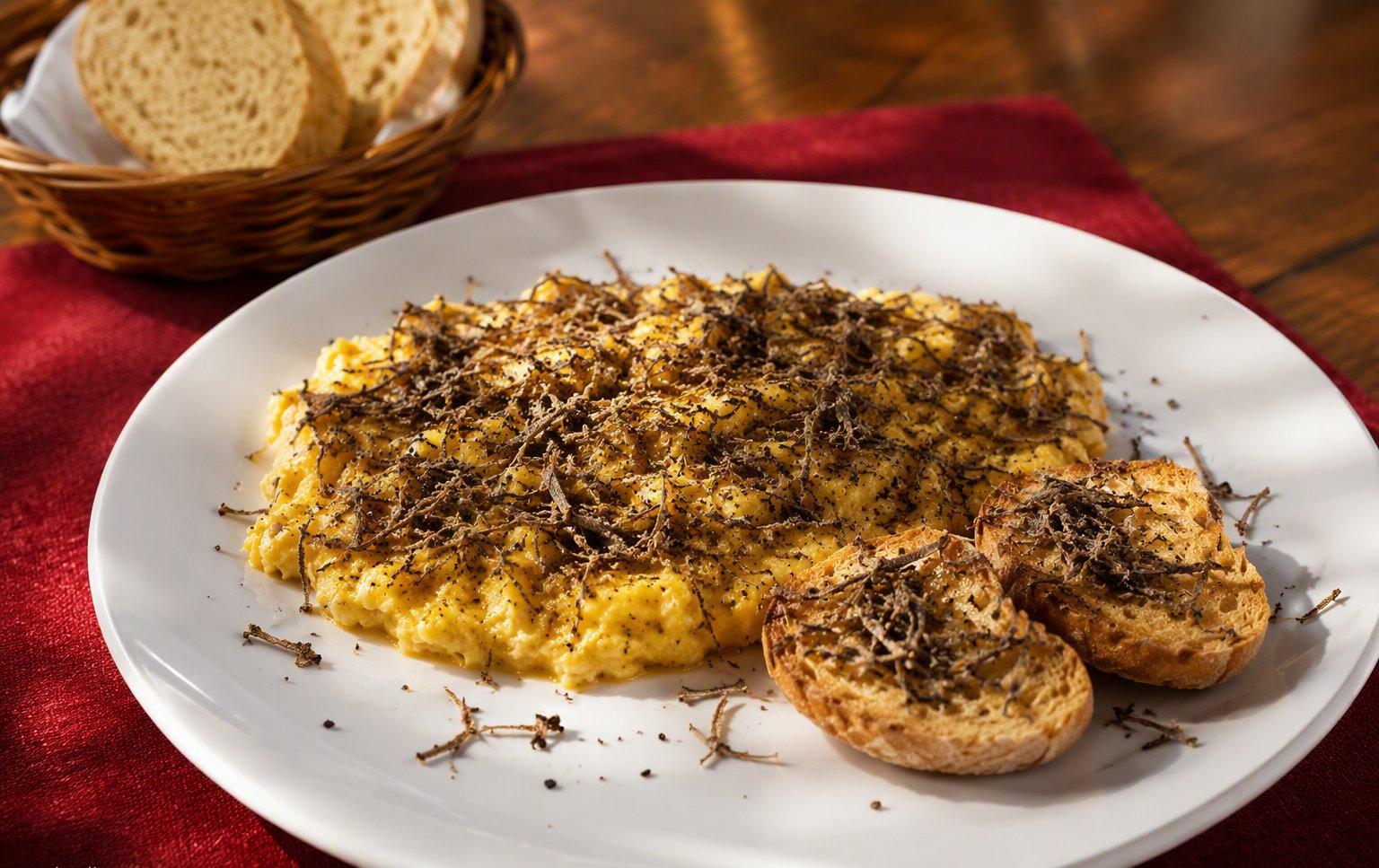 Frittata al tartufo con bruschette